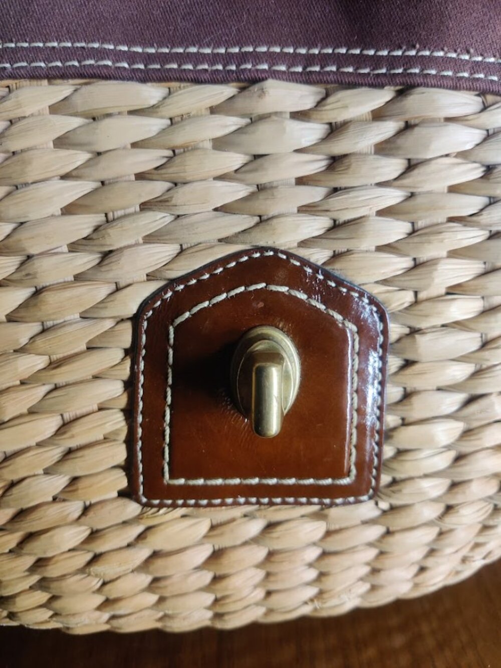COACH Straw Tote Basket Bag Brown - Picture 6 of 16